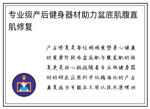 专业级产后健身器材助力盆底肌腹直肌修复